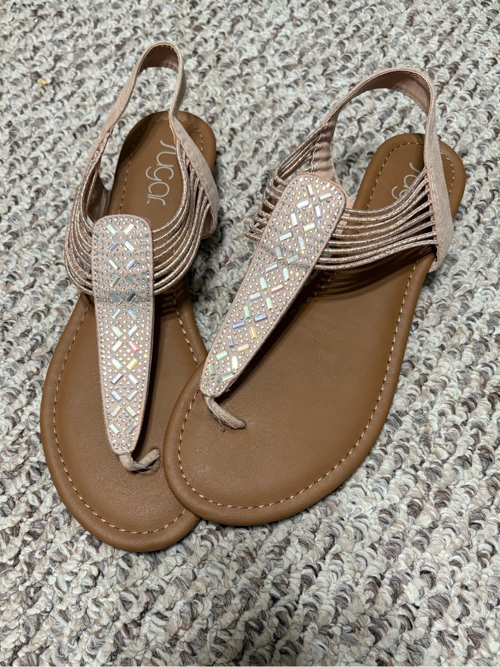 Sugar Rose Gold Jeweled Slingback Sandals